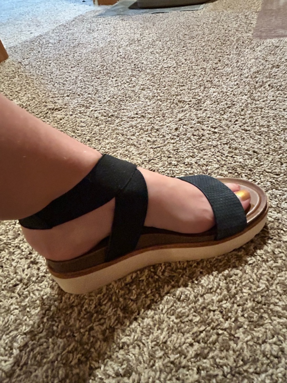 Franco Sarto Black Elastic Platform Sandals